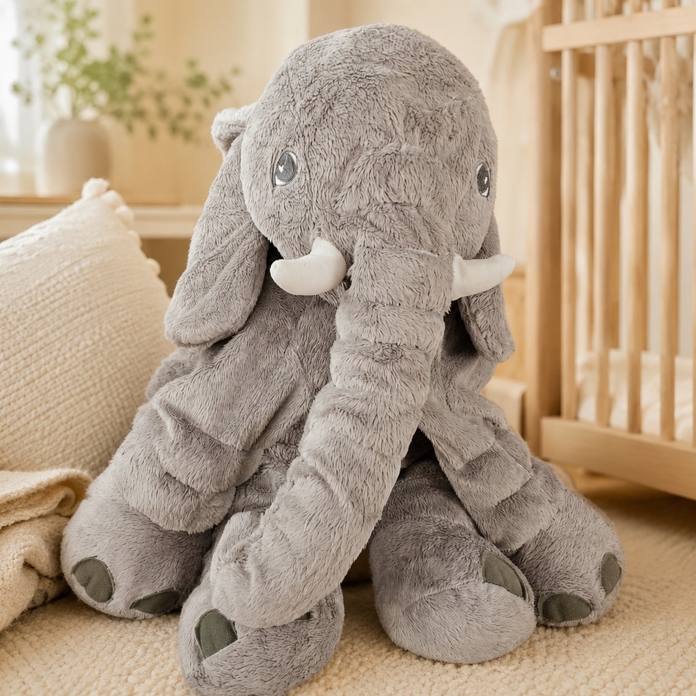 IKEA Large Elephant Plush Gray Stuffed Animal 24" Soft Toy Lovey